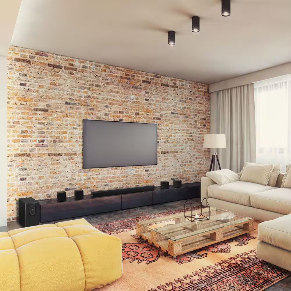 5.1-Channel Bluetooth Home Theater System, 6-Surround Speakers with Wired Connections, Learning Remote Capability, Black