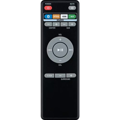 5.1-Channel Bluetooth Home Theater System, 6-Surround Speakers with Wired Connections, Learning Remote Capability, Black