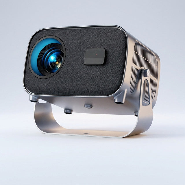 Smart Projector, Native 1080P with 4K Support, Wifi Bluetooth, Auto Focus, Keystone Correction, 360° Stand, 300'' Display for Home Theater — Studio Shot