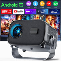 Smart Projector, Native 1080P with 4K Support, Wifi Bluetooth, Auto Focus, Keystone Correction, 360° Stand, 300'' Display for Home Theater