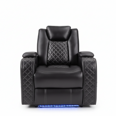 36.2" Wide Luxury Vegan Leather Power Recliner Home Theater Individual Seat with Cup Holder (Set of 5)