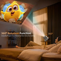 Smart Projector, Native 1080P with 4K Support, Wifi Bluetooth, Auto Focus, Keystone Correction, 360° Stand, 300'' Display for Home Theater