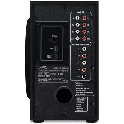 5.1-Channel Bluetooth Home Theater System, 6-Surround Speakers with Wired Connections, Learning Remote Capability, Black