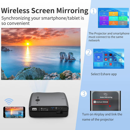Smart Home Projector 10,000 Lumen Native 1080P Projector 4K Support 300'' Image, Inbuilt Android System & 5G Wifi Bluetooth Projector Full HD for Outdoor Movie Theater Netflix Gaming Work