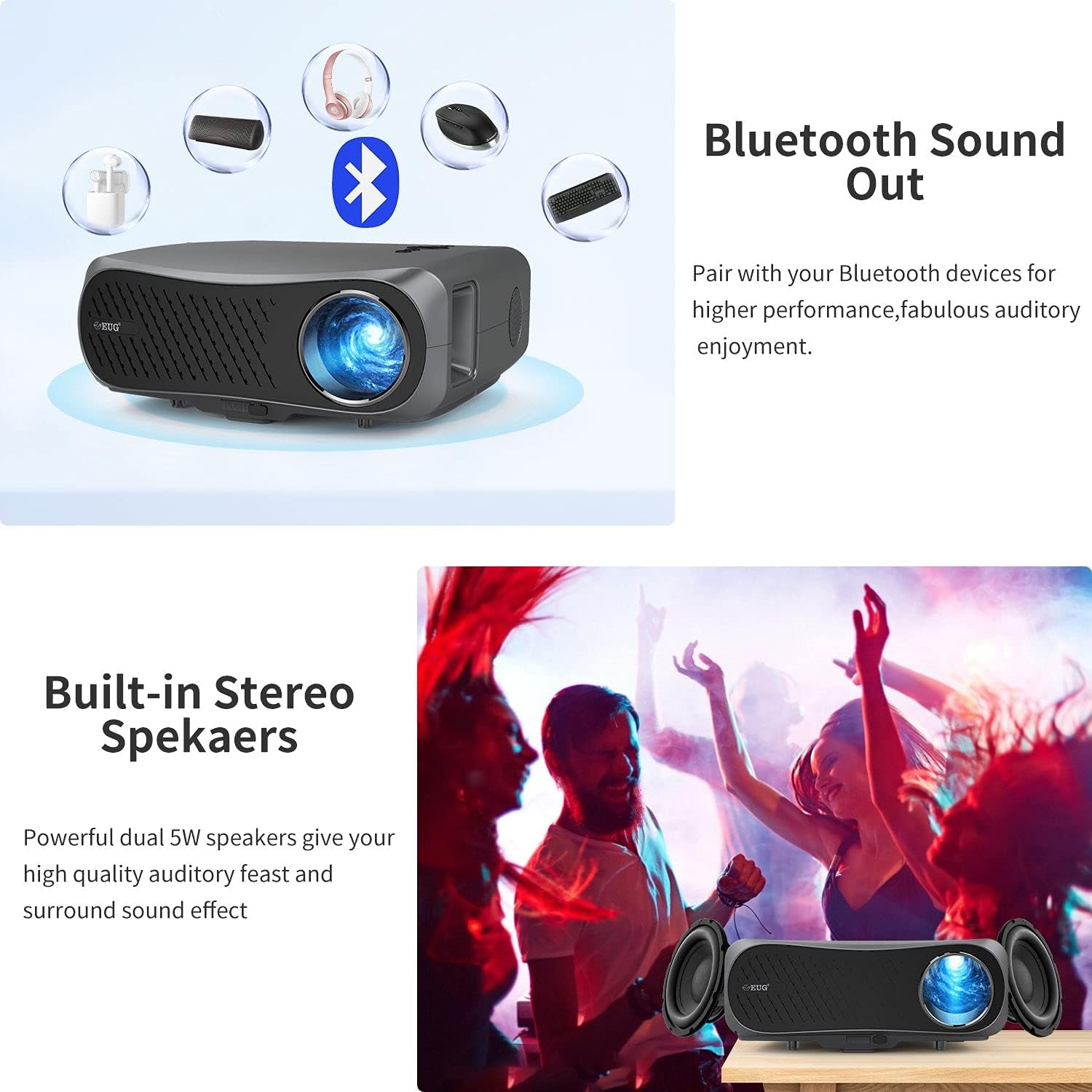 Smart Home Projector 10,000 Lumen Native 1080P Projector 4K Support 300'' Image, Inbuilt Android System & 5G Wifi Bluetooth Projector Full HD for Outdoor Movie Theater Netflix Gaming Work