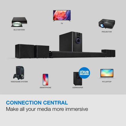5.1-Channel Bluetooth Home Theater System with 26" Speaker and 4 Satellite Speakers, Black